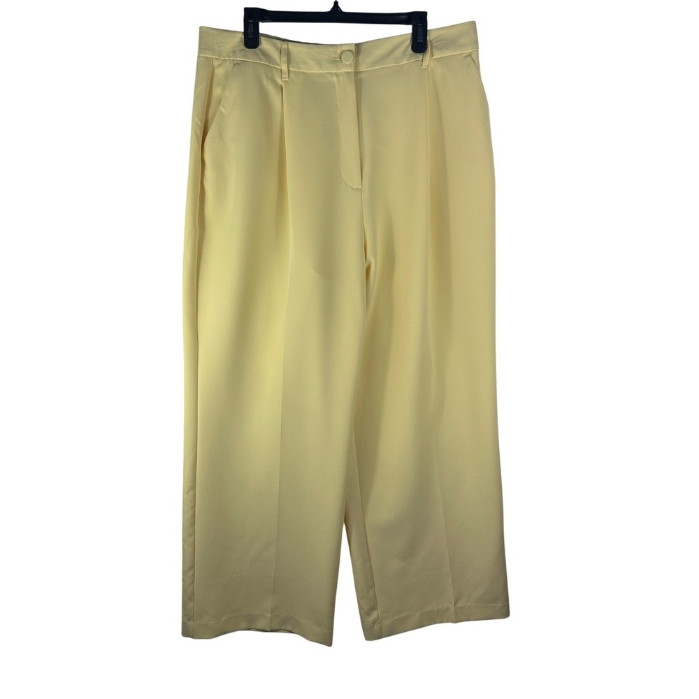 Worthington Pale Banana Yellow Wide Leg Trouser Pants Size 16‎ NEW